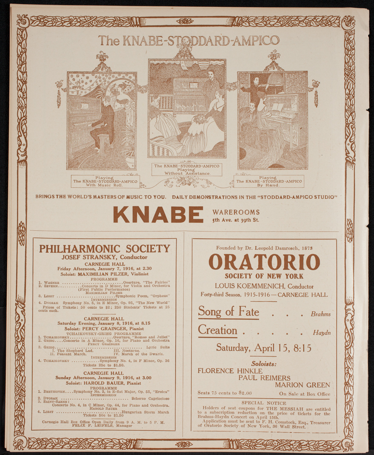 New York Philharmonic, January 2, 1916, program page 12