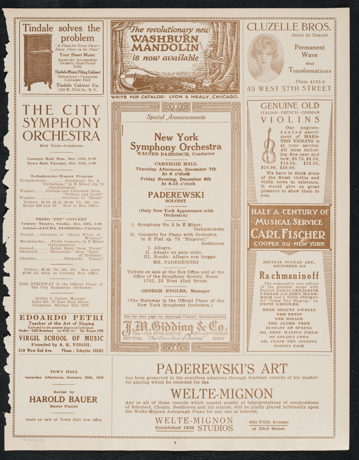 Sigrid Onégin, Contralto, December 6, 1922, program page 9