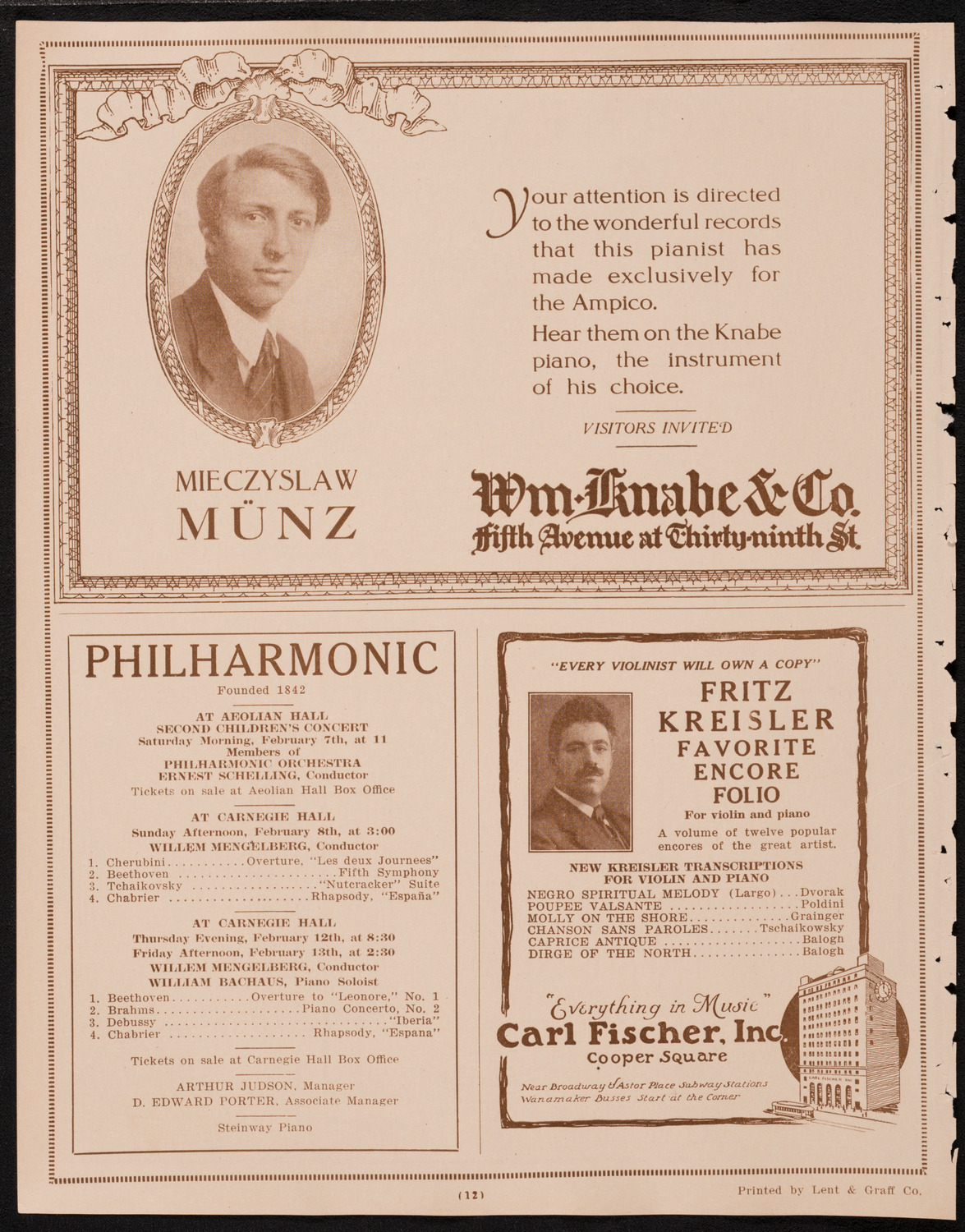 Rudolph Polk, Violin, with members of The New York Philharmonic, February 6, 1925, program page 12