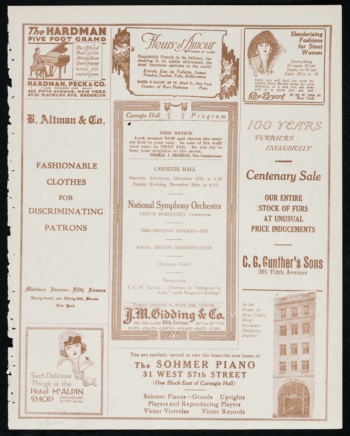 National Symphony Orchestra, December 25, 1920, program page 5