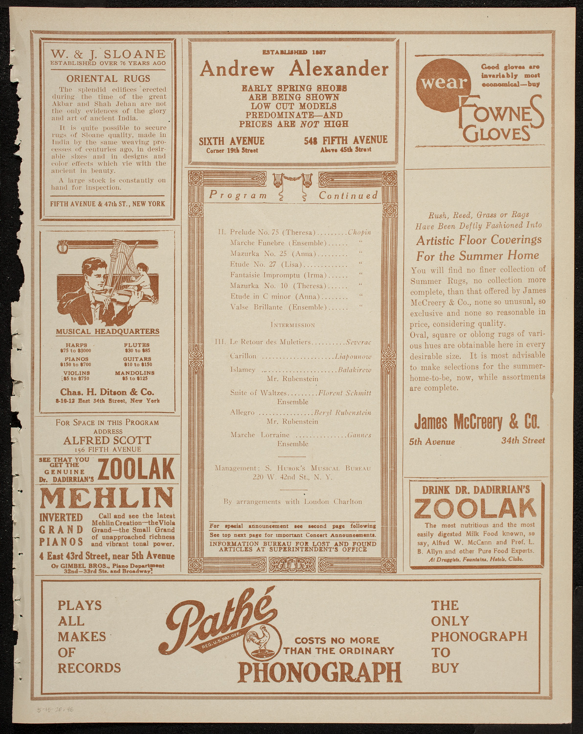 Isadora Duncan Dancers, May 15, 1920, program page 7