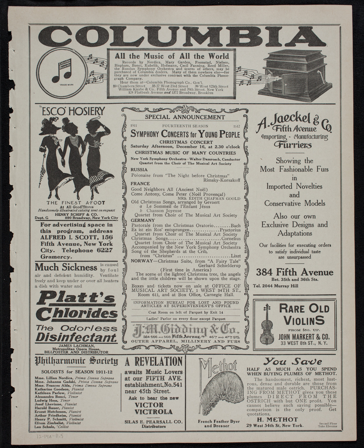 Christmas Concert: Diocesan Auxiliary of the Cathedral of St. John the Divine, December 14, 1911, program page 9