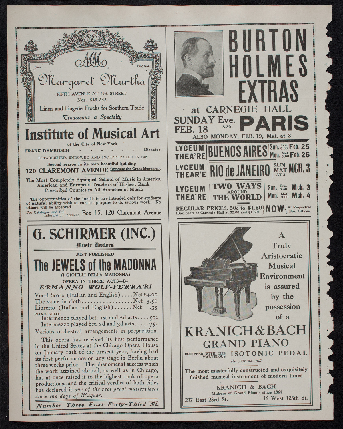 New York Philharmonic, February 15, 1912, program page 6