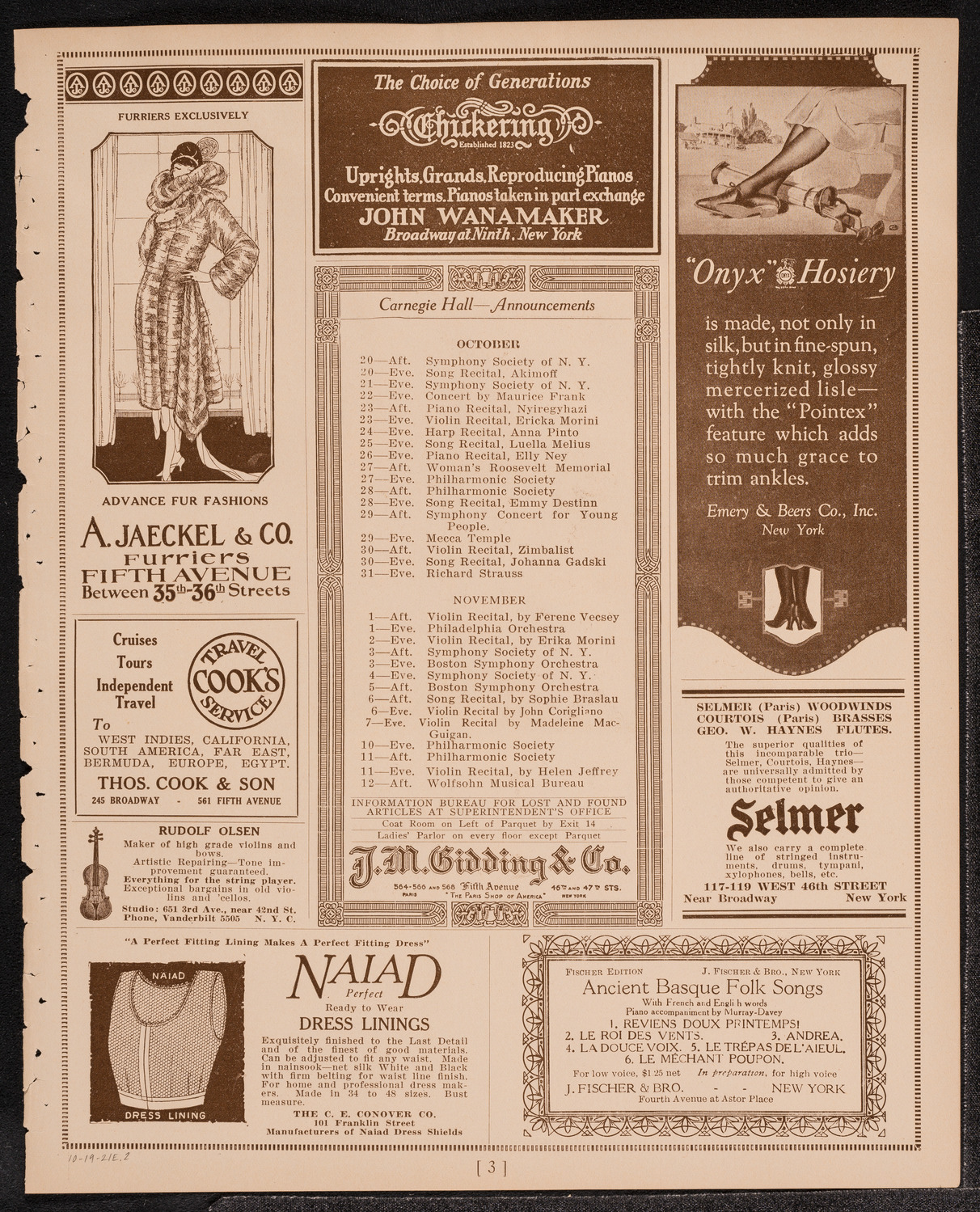Anna Case, Soprano, October 19, 1921, program page 3
