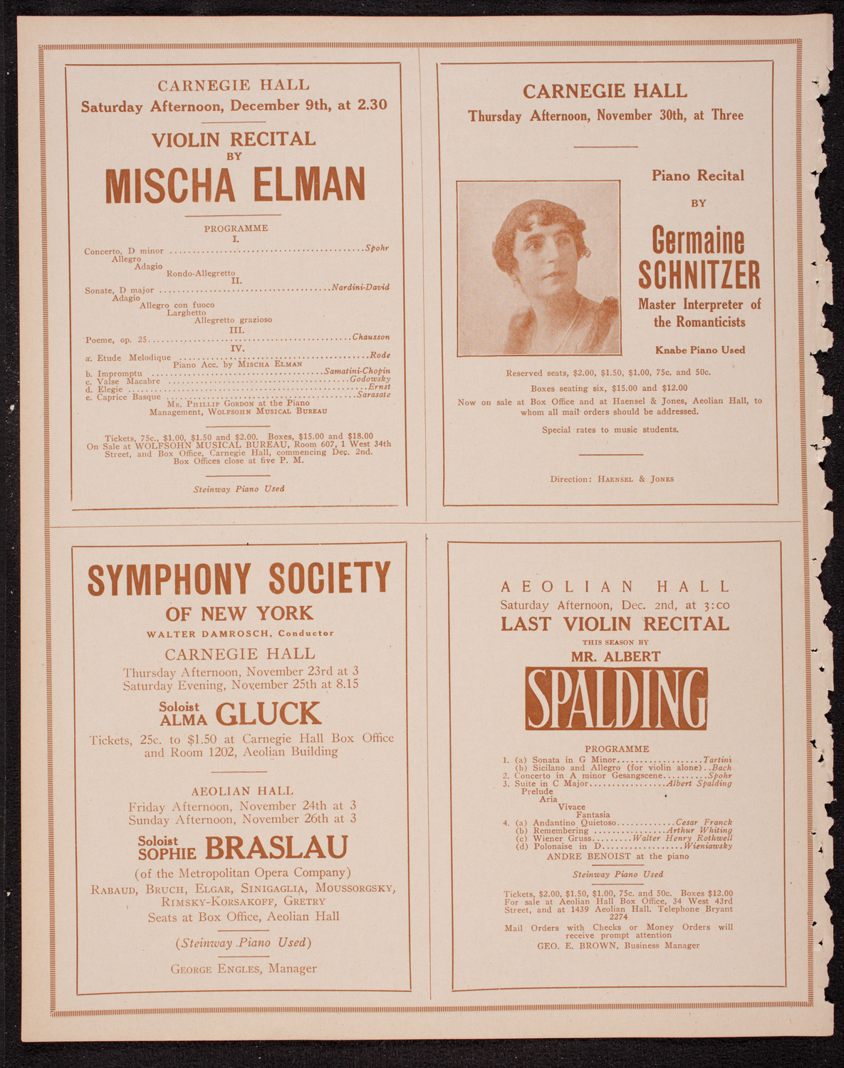 Marcella Sembrich, Soprano, November 21, 1916, program page 8