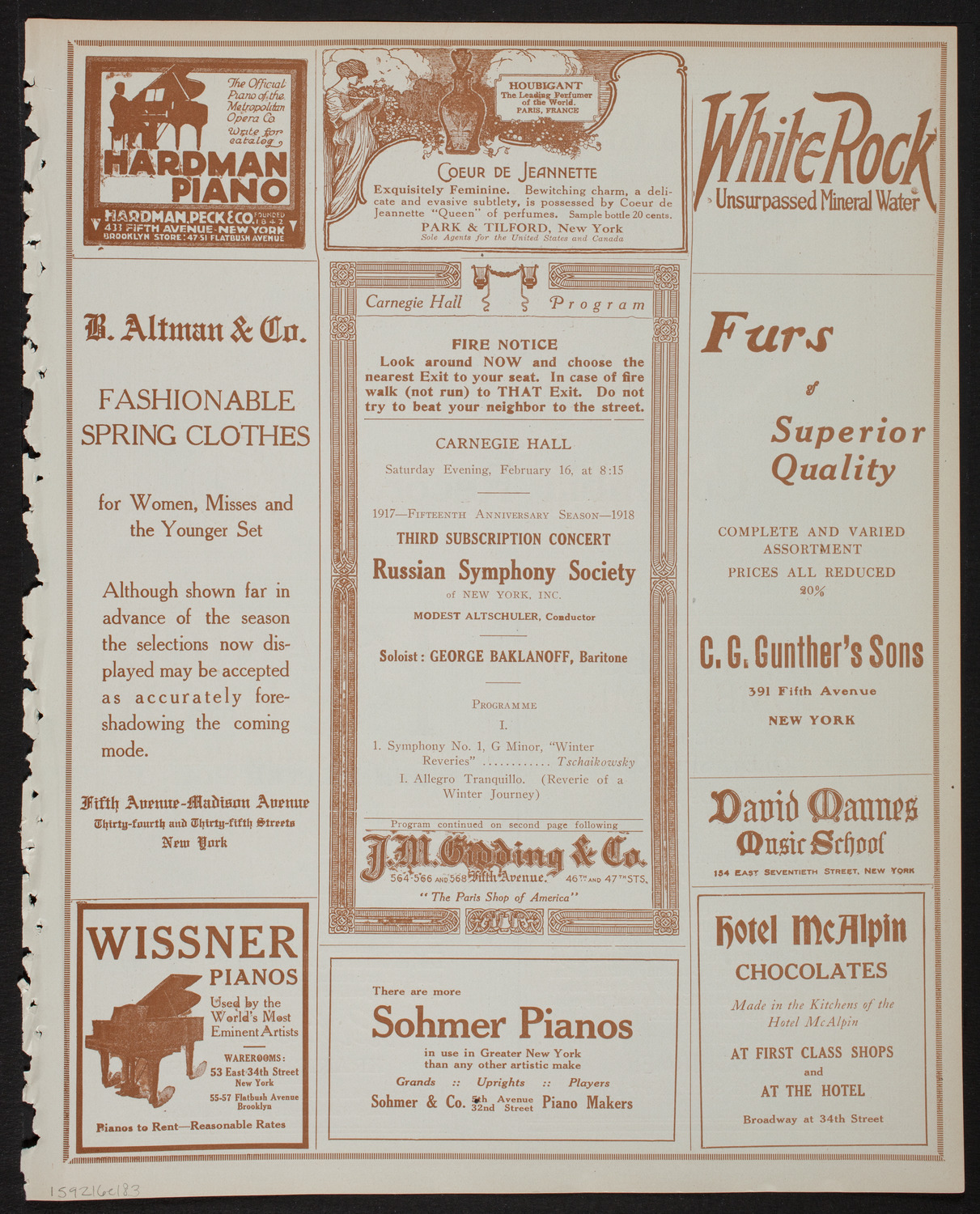 Russian Symphony Society of New York, February 16, 1918, program page 5