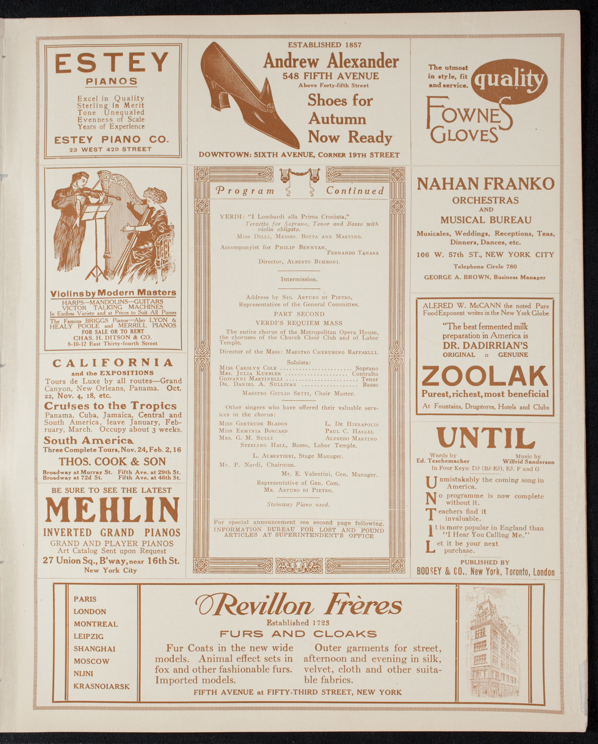 Benefit: Italian War Sufferers, November 1, 1915, program page 7