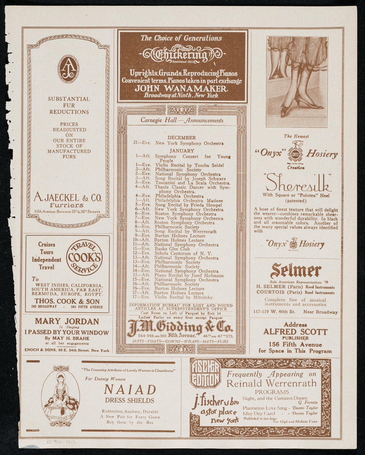 New York Philharmonic, December 31, 1920, program page 3