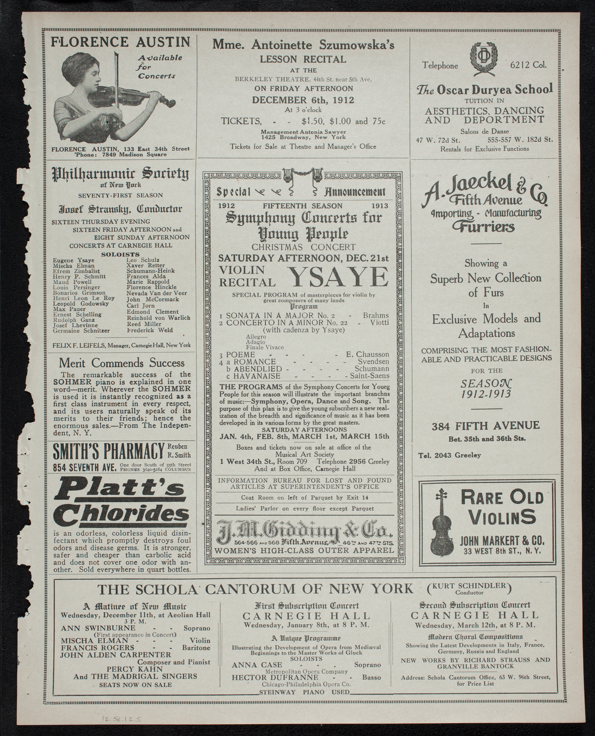 Boston Symphony Orchestra, December 5, 1912, program page 9