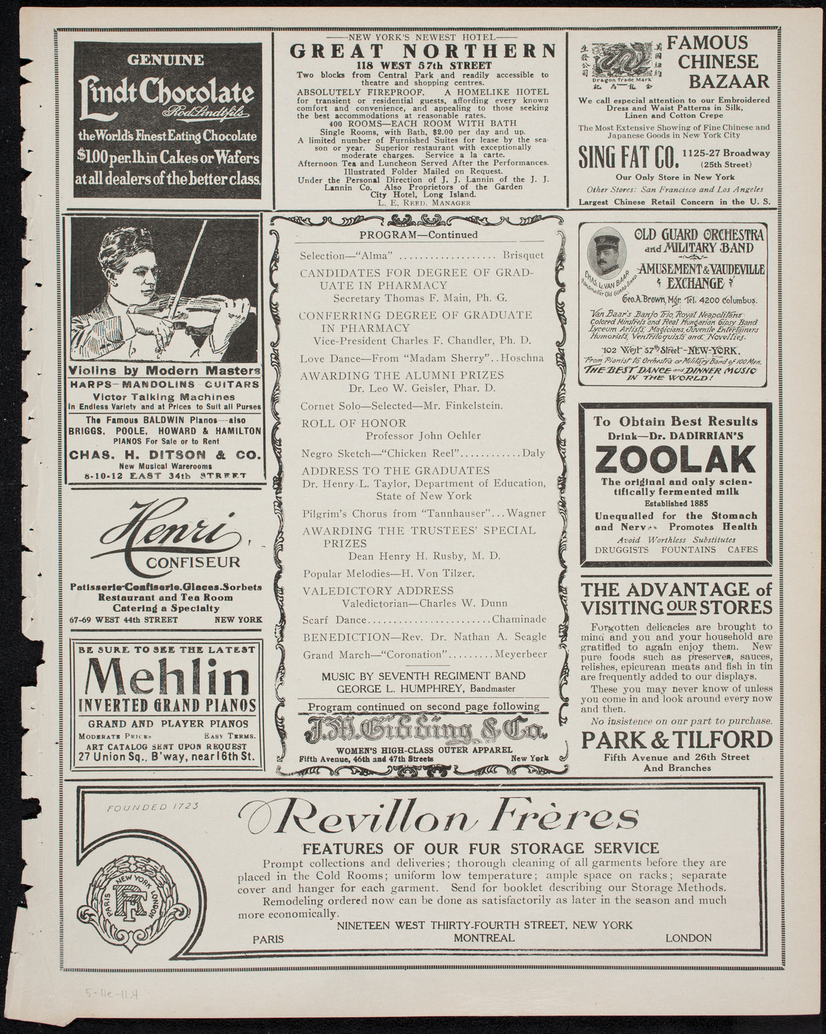 Graduation: College of Pharmacy of the City of New York, May 11, 1911, program page 7