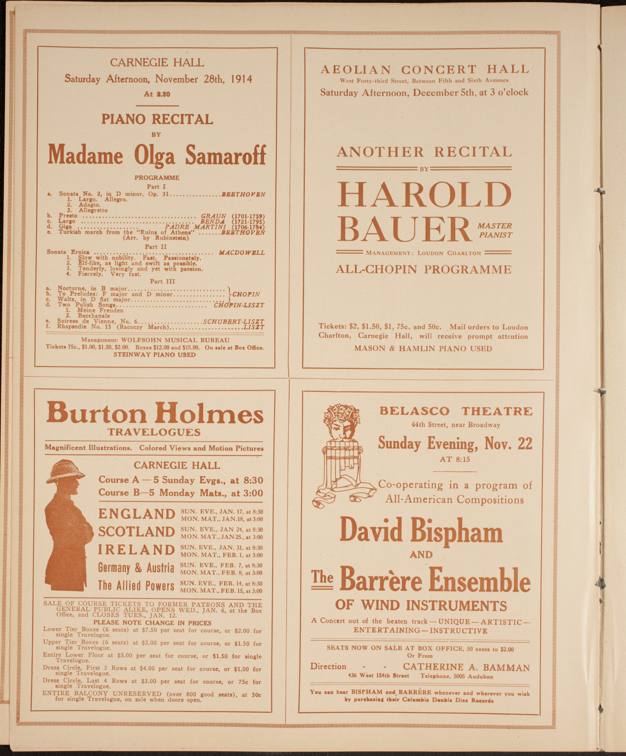 Arrigo Serato, Violin, November 25, 1914, program page 10