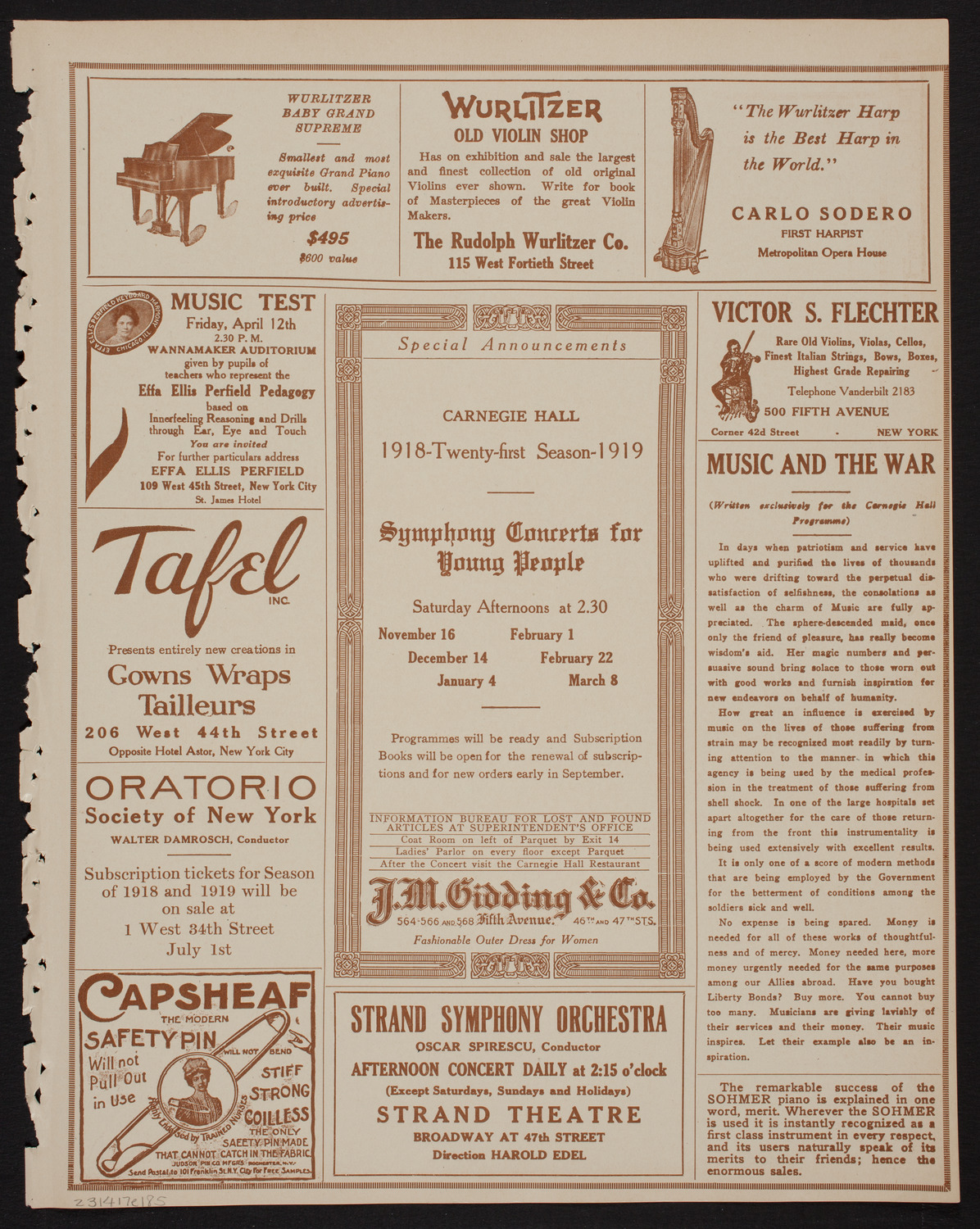 Italian Division of International Music Festival Chorus, April 17, 1918, program page 9