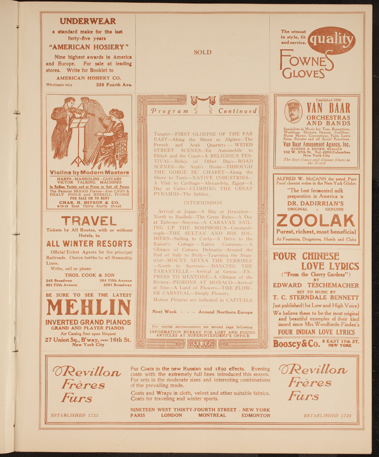 Elmendorf Lecture: Around the Mediterranean, November 15, 1914, program page 7