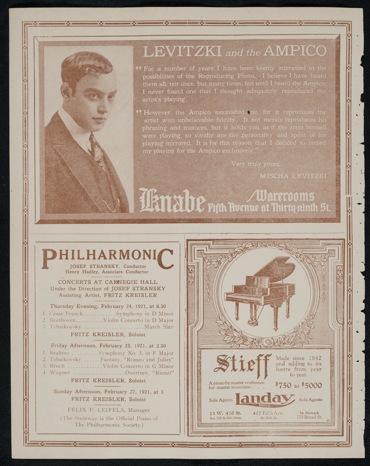 New York Philharmonic, February 20, 1921, program page 12