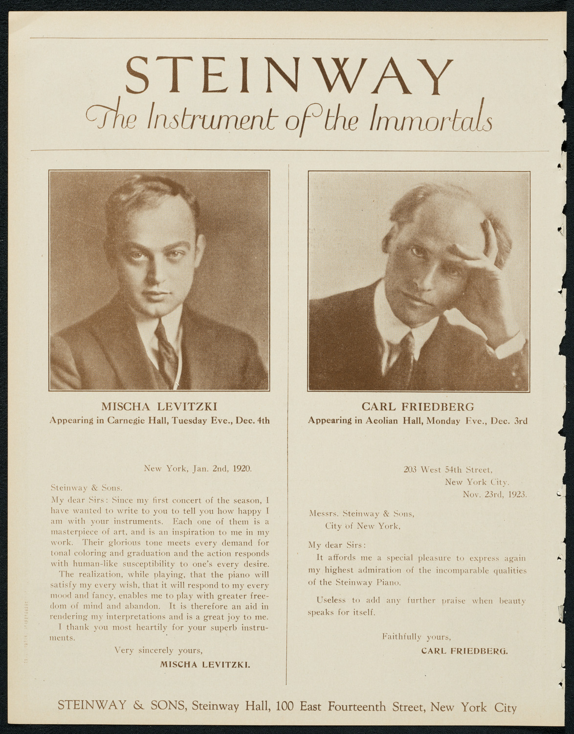 Frieda Hempel, Soprano, November 27, 1923, program page 4