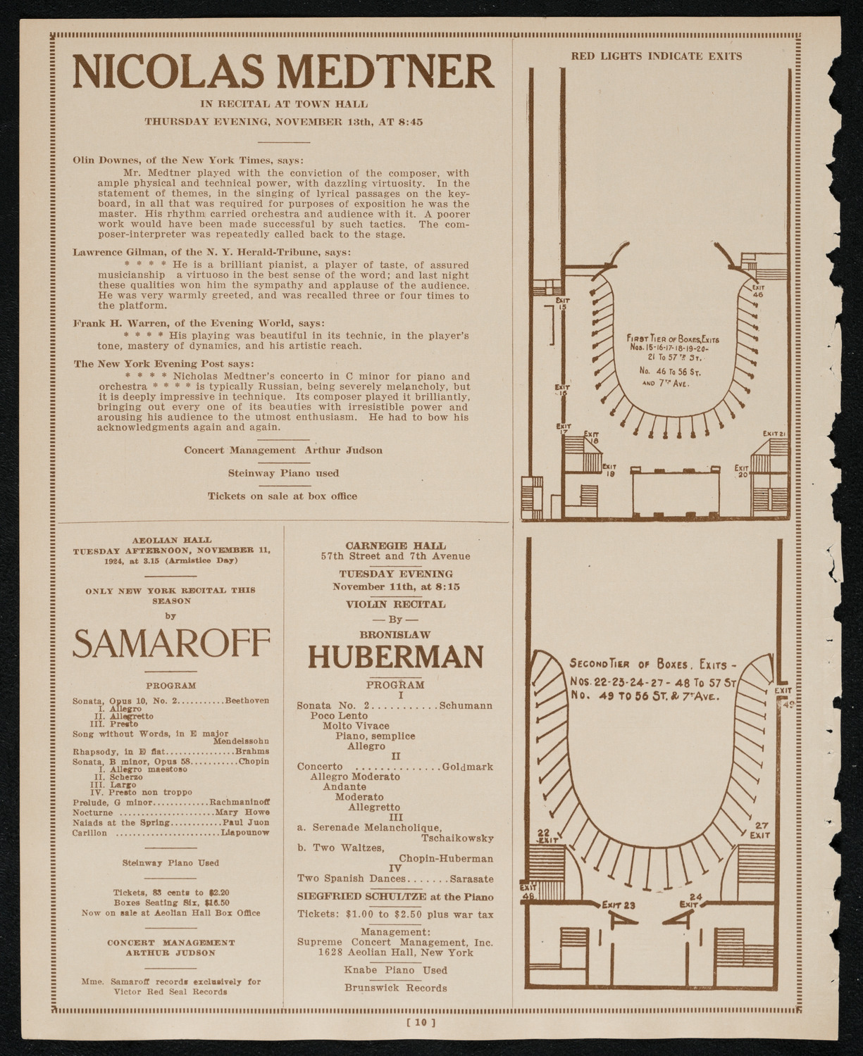 New York Philharmonic, November 8, 1924, program page 10