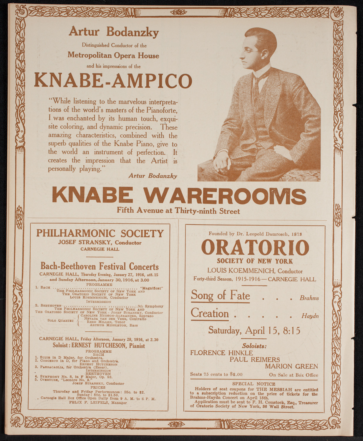 New York Philharmonic, January 23, 1916, program page 12