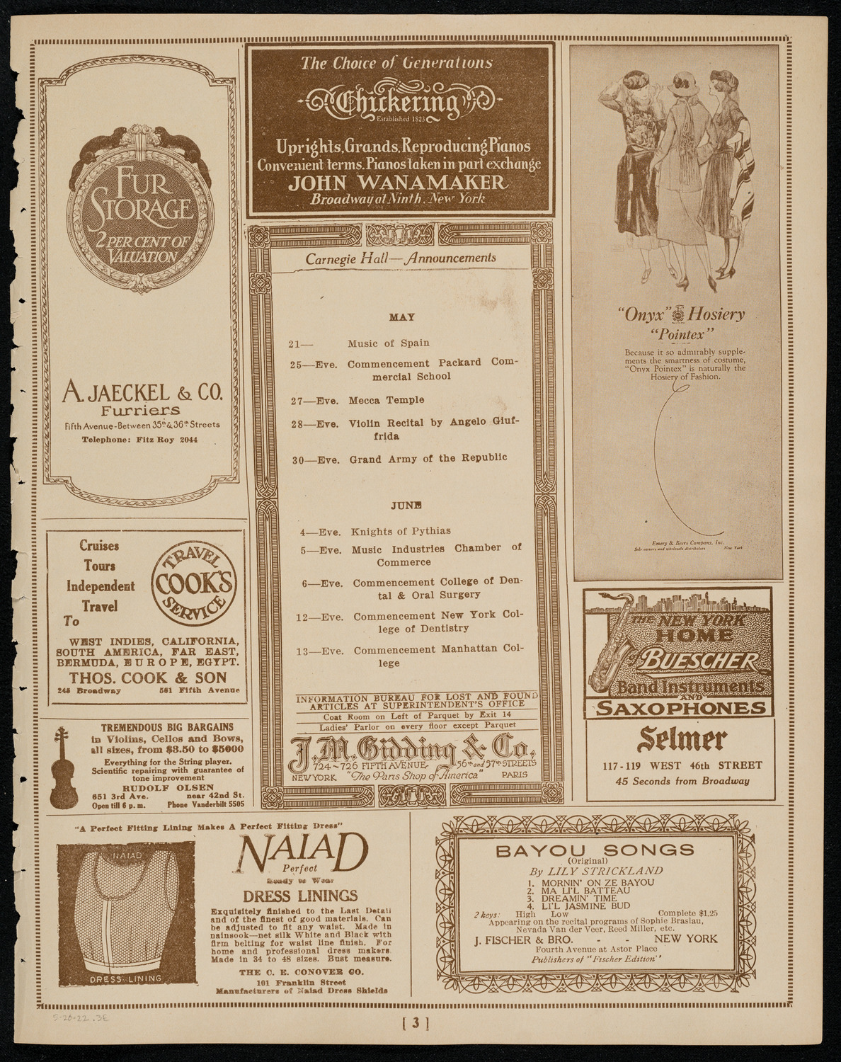 Kriens Symphony Club, May 20, 1922, program page 3
