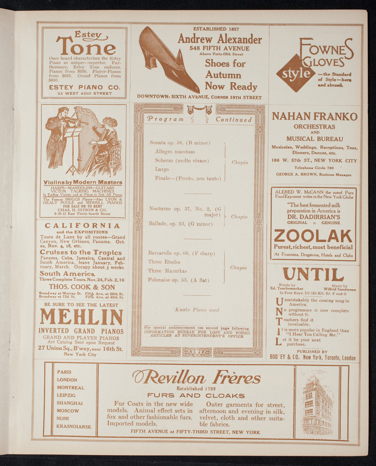 Leopold Godowsky, Piano, November 13, 1915, program page 7
