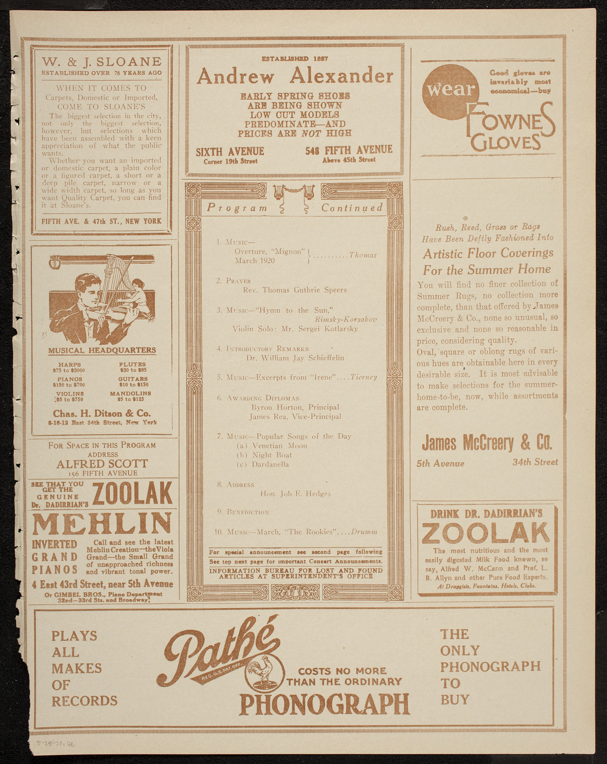 Graduation: Packard Commercial School, May 25, 1920, program page 7