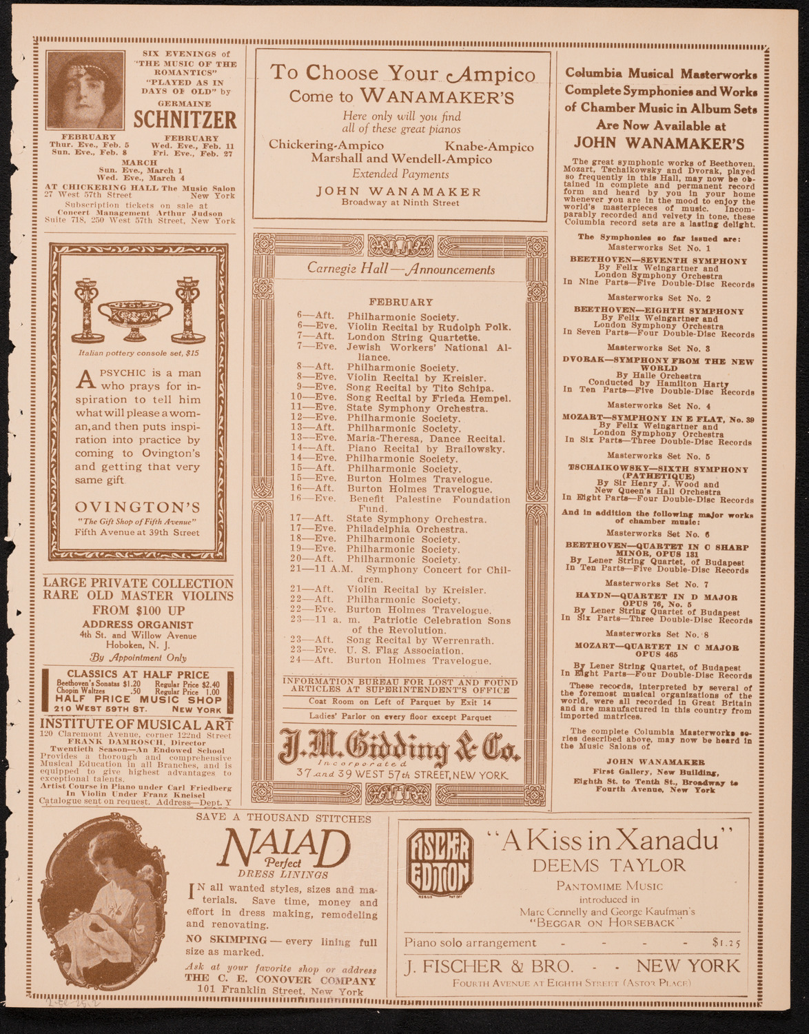 New York Philharmonic, February 5, 1925, program page 3