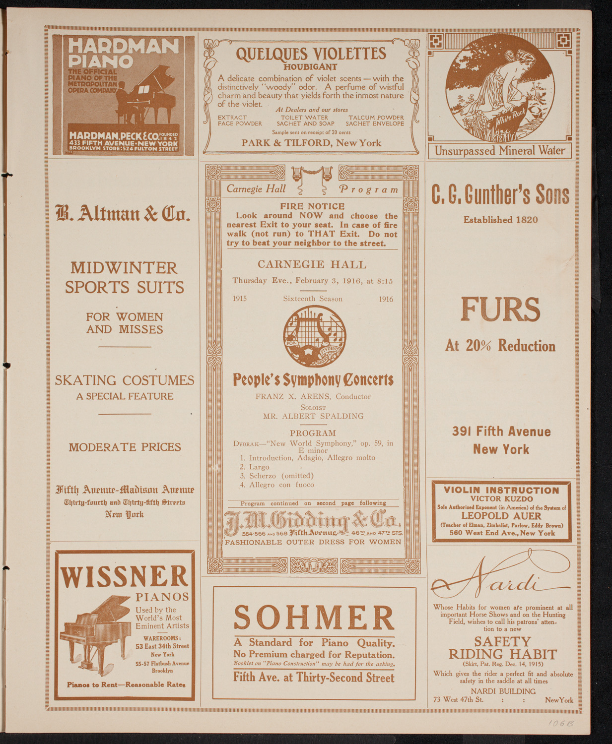 People's Symphony Concert, February 3, 1916, program page 5