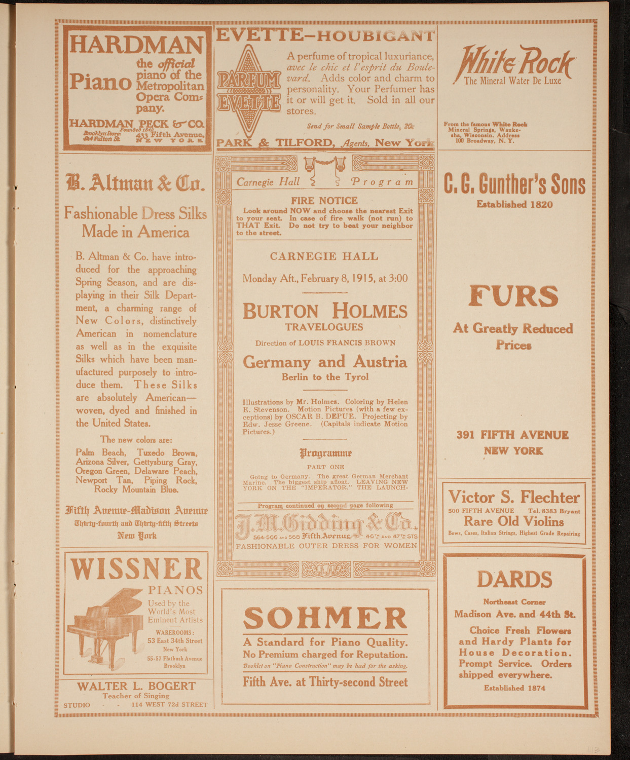 Burton Holmes Travelogue: Germany and Austria, February 8, 1915, program page 5