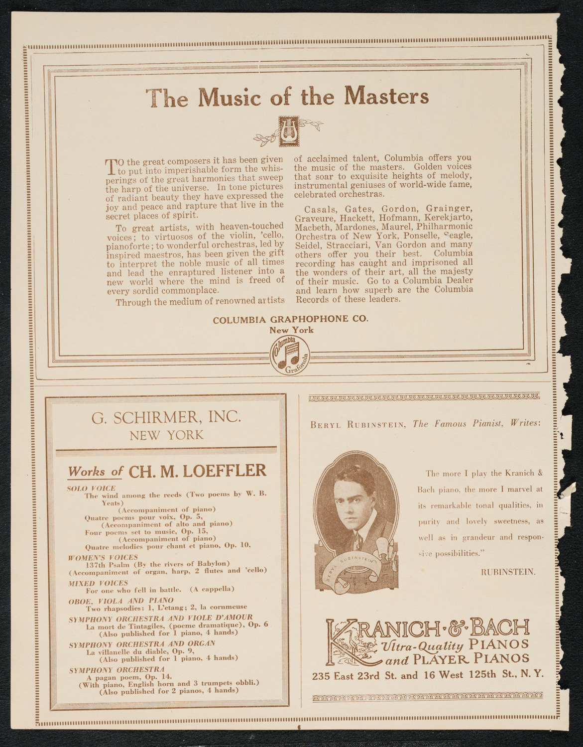 Ignacy Jan Paderewski, Piano, November 22, 1922, program page 6