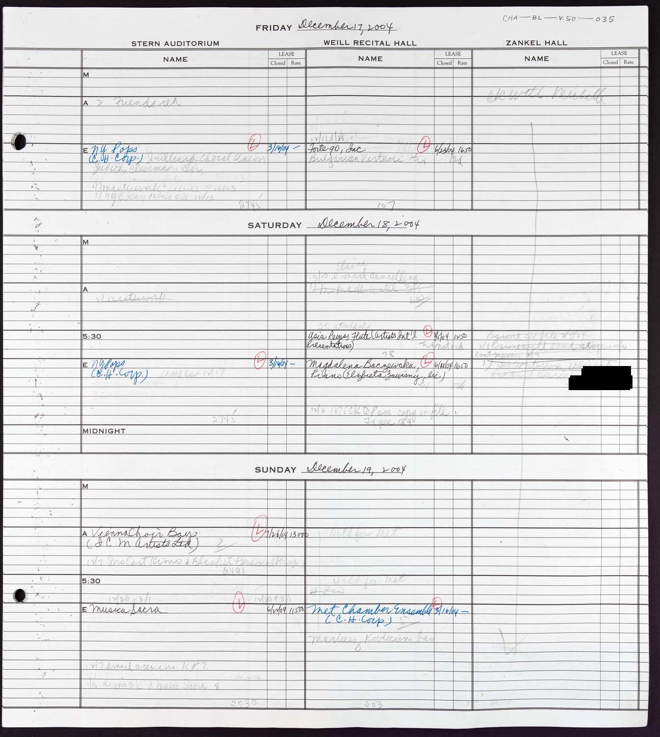 Carnegie Hall Booking Ledger, volume 50, page 35