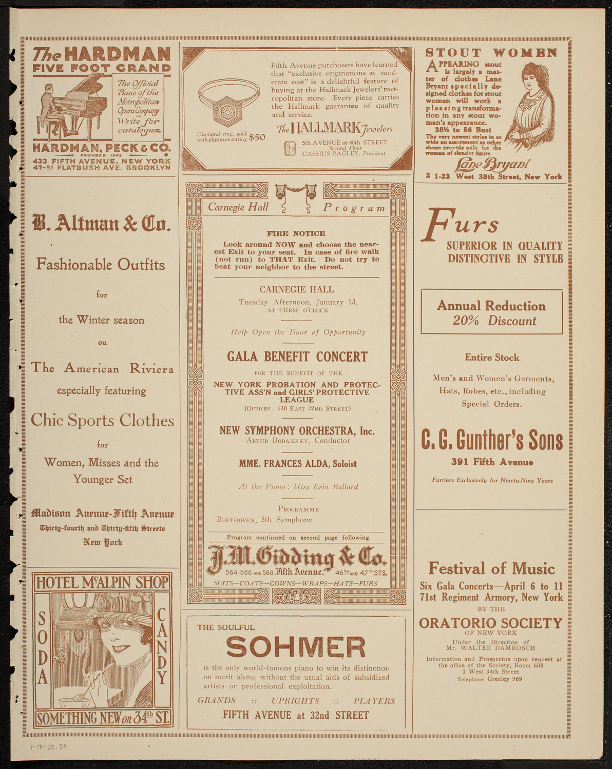 Gala Benefit Concert for New York Probation and Protective Association and Girls' Protective League, January 13, 1920, program page 5