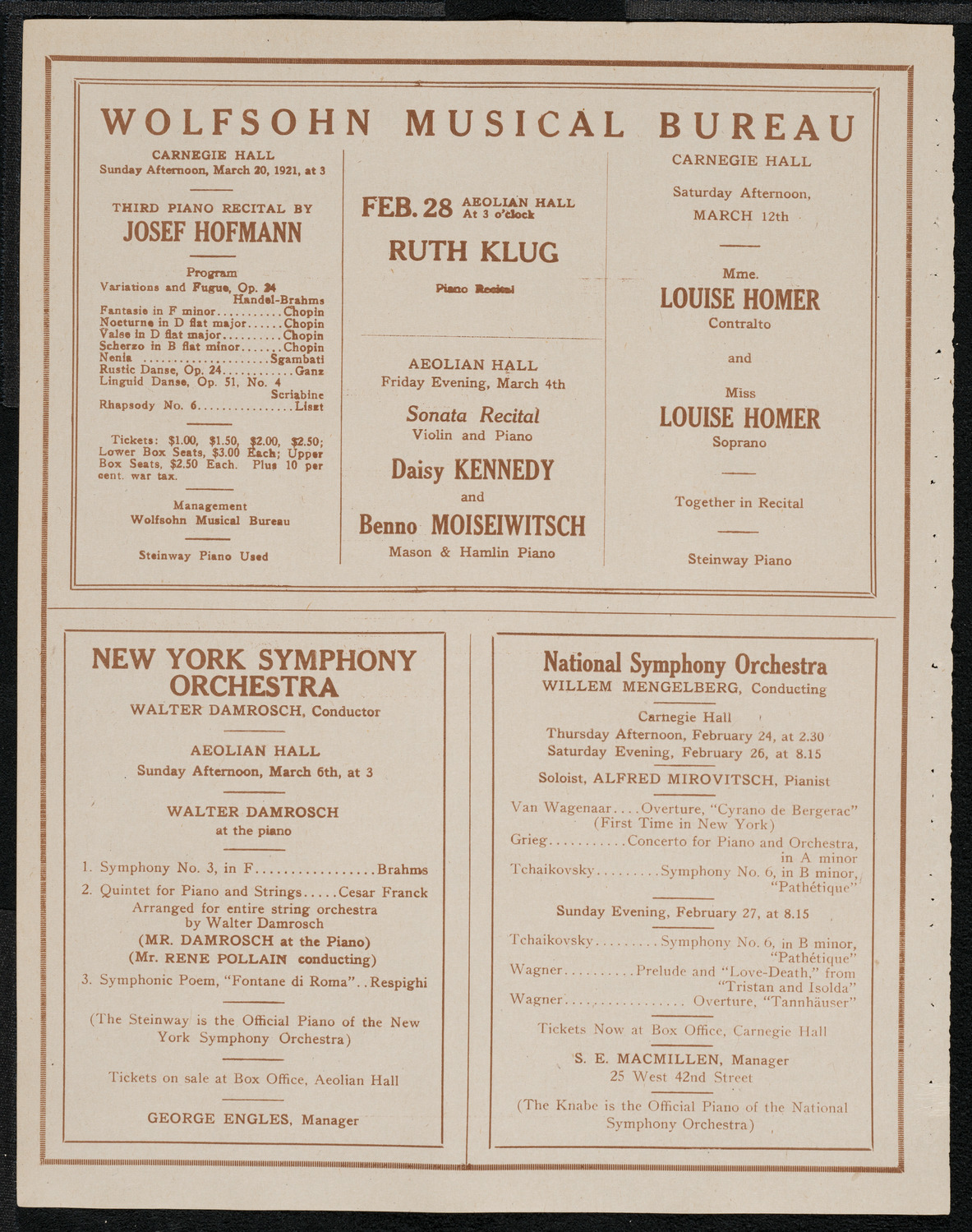 Issay Mitnitzky, Violin, February 23, 1921, program page 8