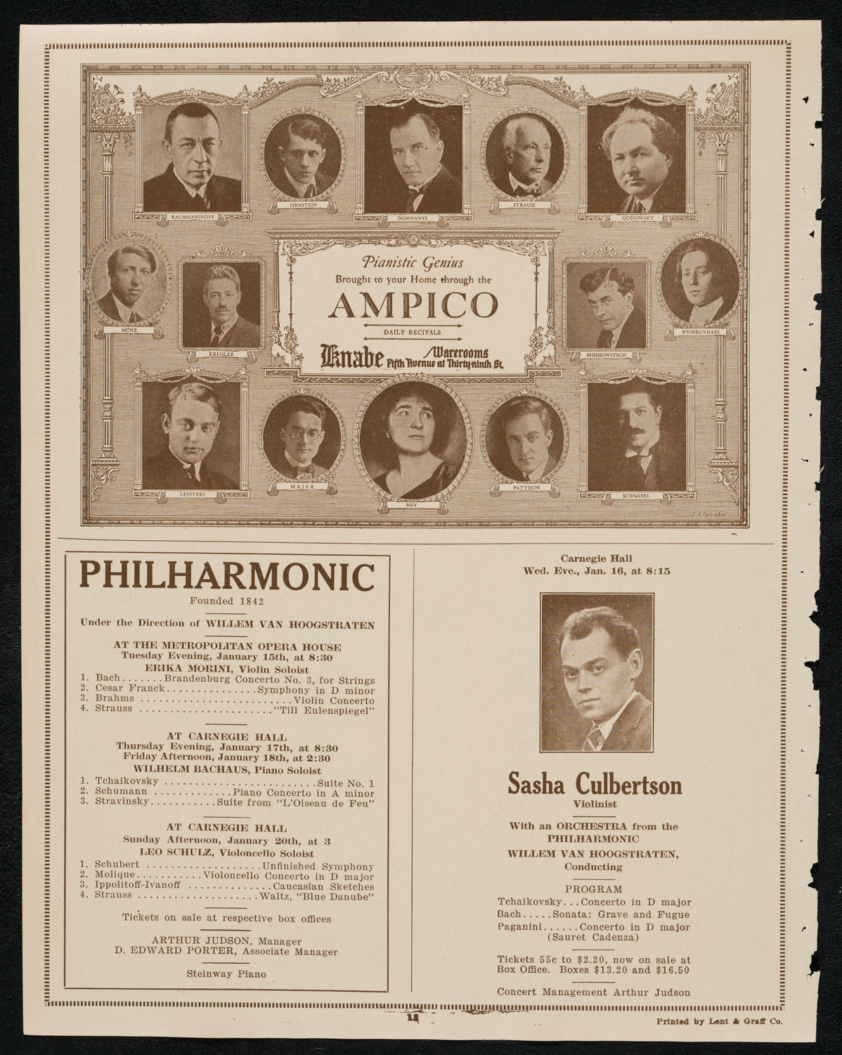 New York Philharmonic, January 13, 1924, program page 12