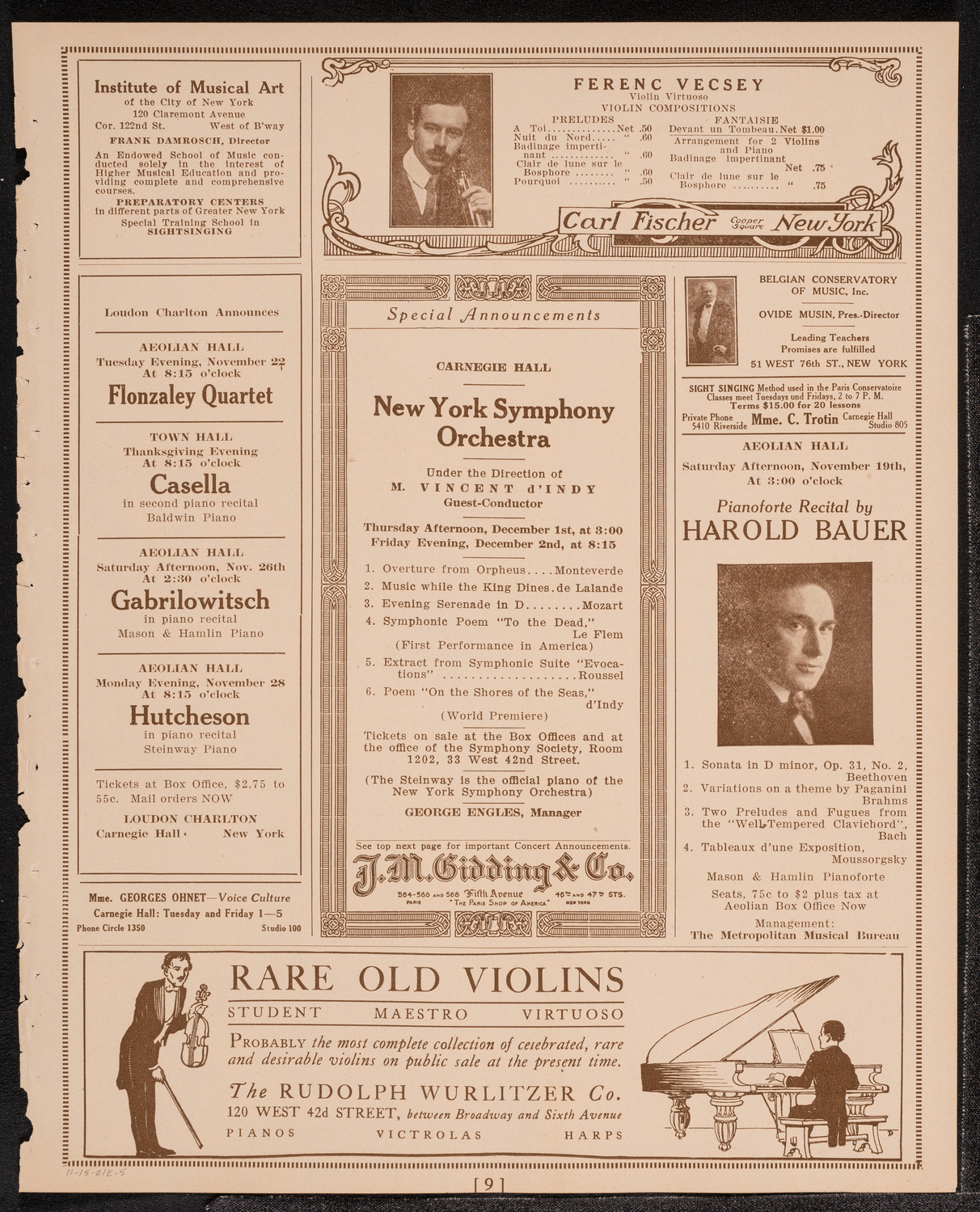 Frieda Hempel, Soprano, November 15, 1921, program page 9