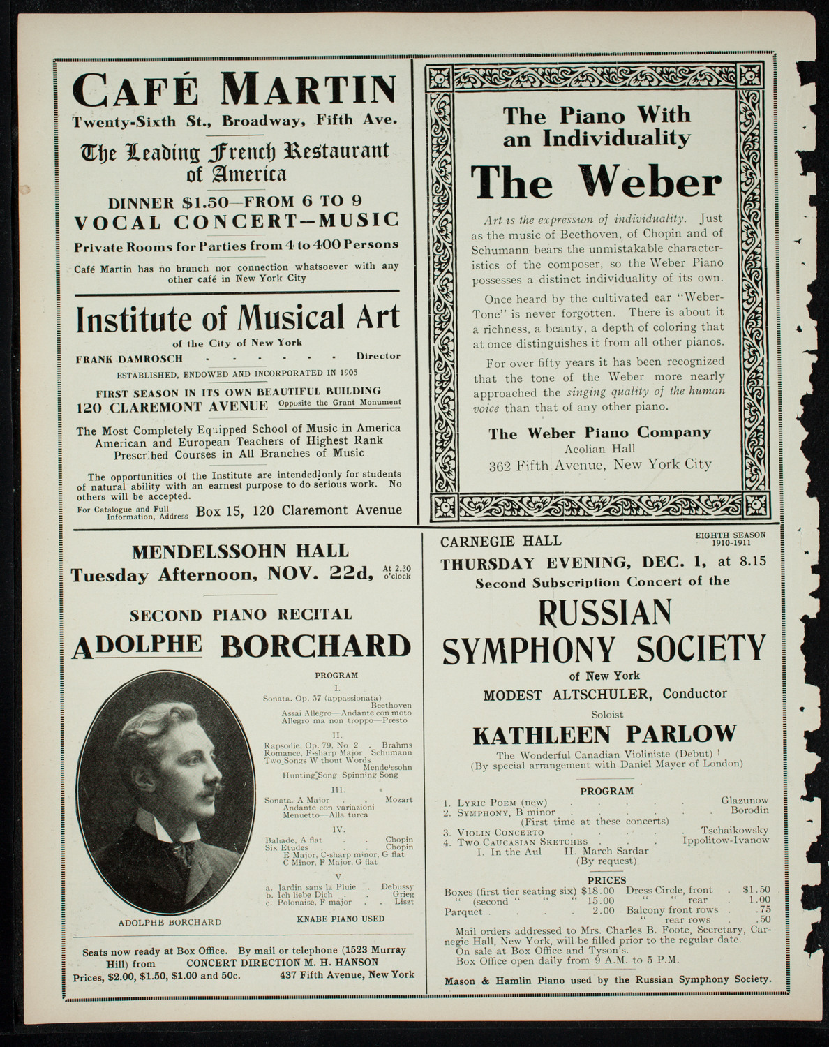 George Hamlin, Tenor, November 20, 1910, program page 6