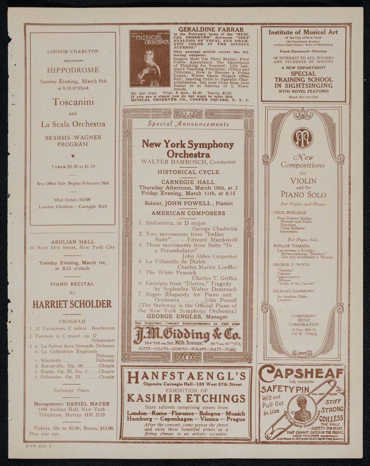 Symphony Concert for Young People, February 19, 1921, program page 9