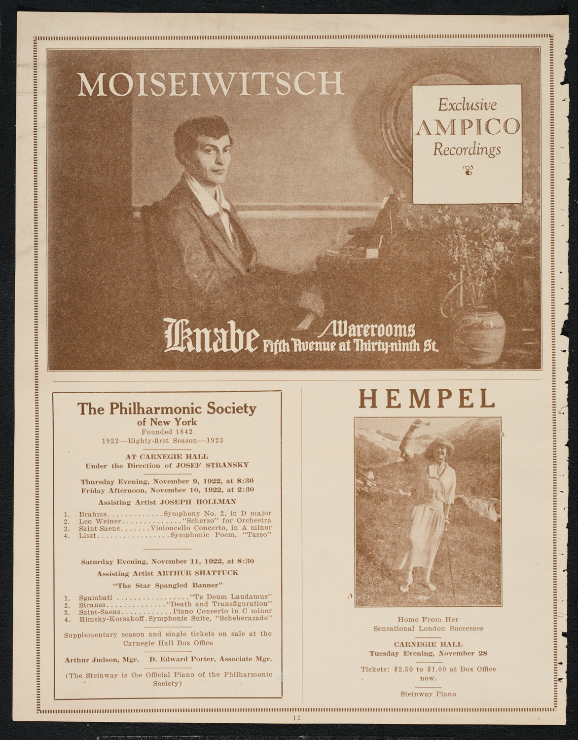Ethel Frank, Soprano, November 1, 1922, program page 12