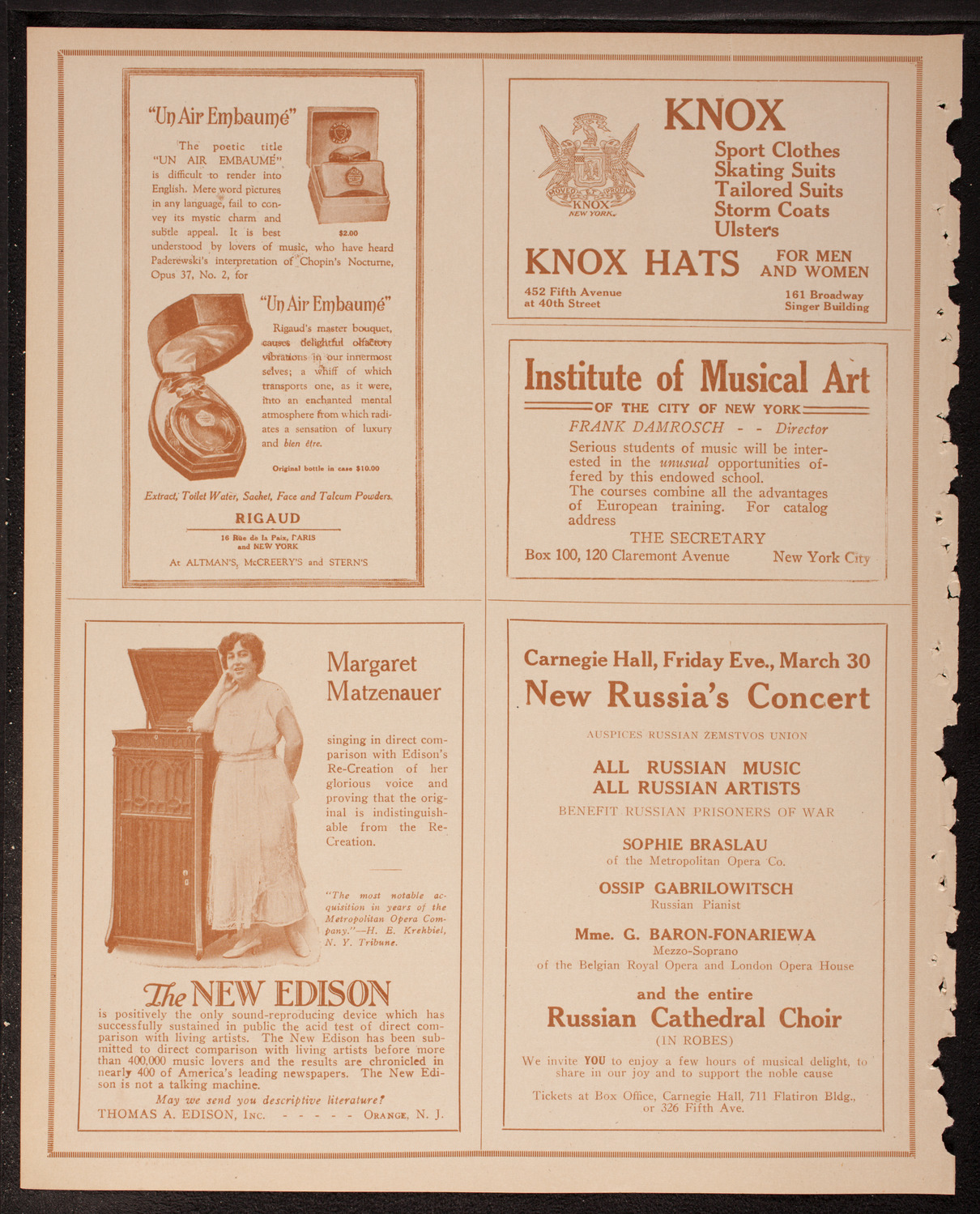 Eugène Ysaÿe, Violin, March 24, 1917, program page 2