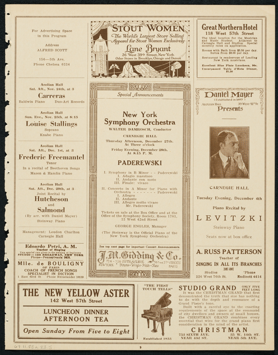 New York Philharmonic, November 23, 1923, program page 9