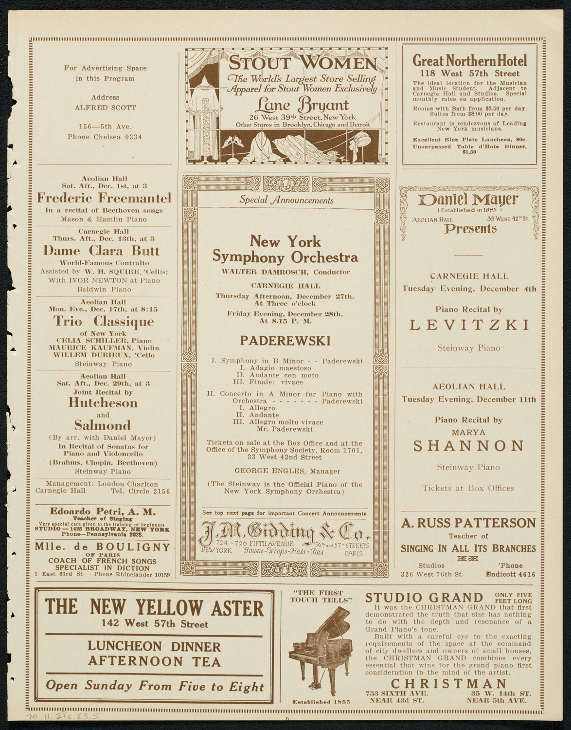 New York Philharmonic, November 28, 1923, program page 9