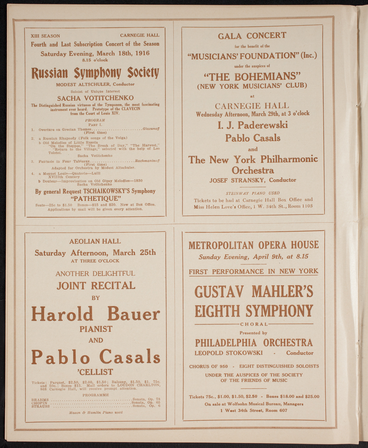 Musical Art Society of New York, March 14, 1916, program page 10