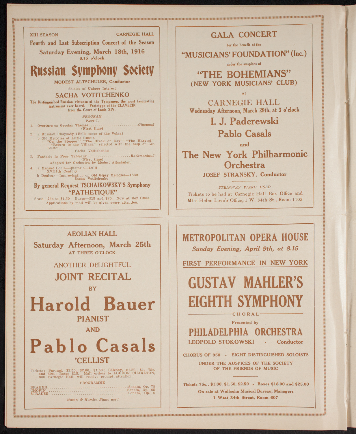 Musical Art Society of New York, March 14, 1916, program page 10