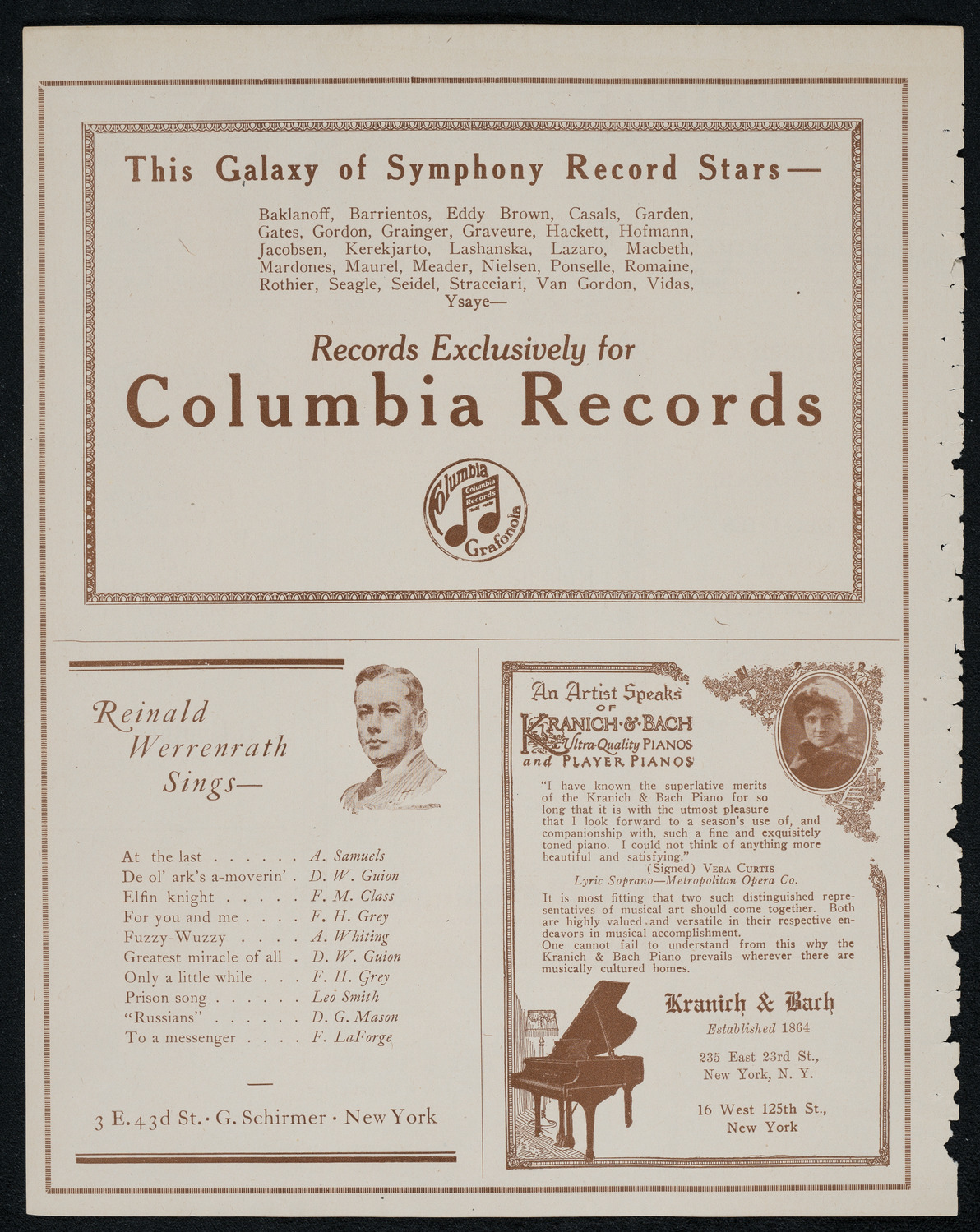 Reinald Werrenrath, Baritone, January 9, 1921, program page 6