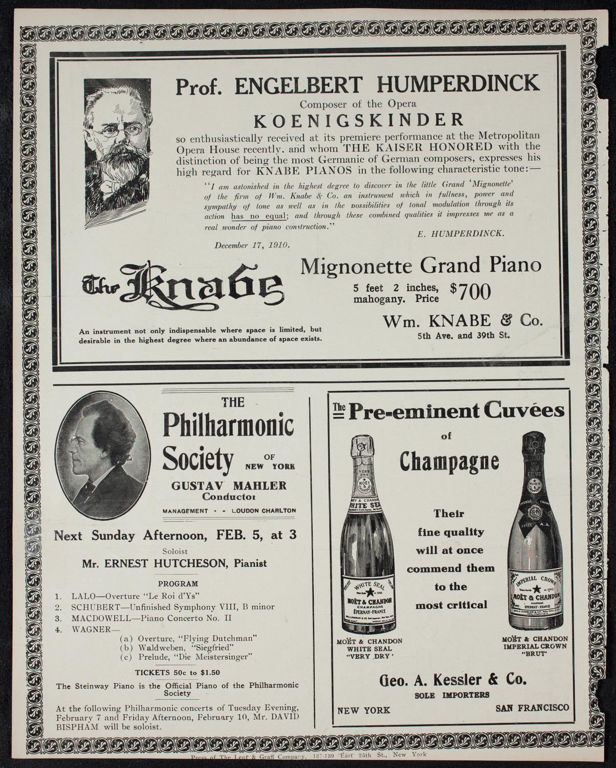 New York Philharmonic, January 31, 1911, program page 12