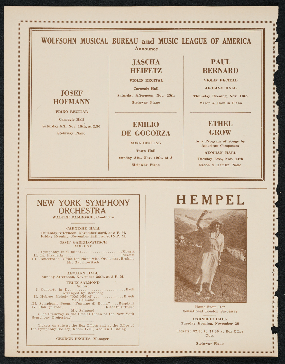 Isa Kremer, Soprano, November 12, 1922, program page 8