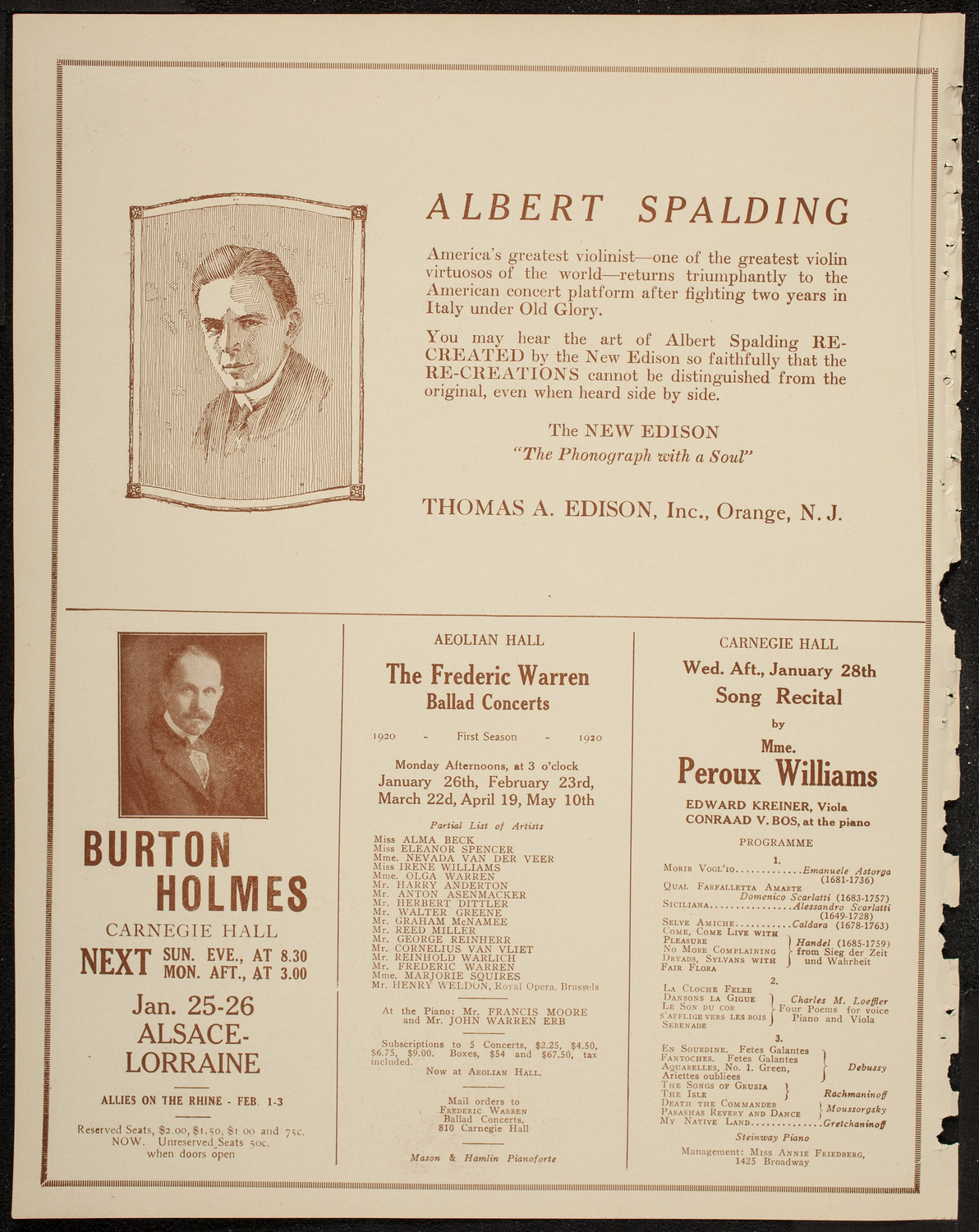 Schola Cantorum of New York, January 21, 1920, program page 2
