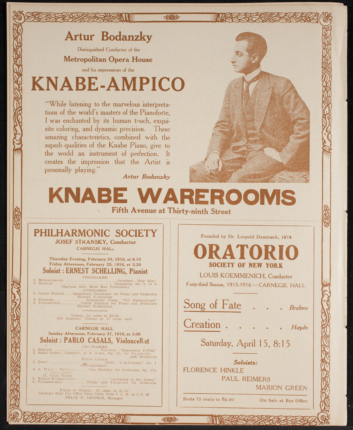 New York Philharmonic, February 20, 1916, program page 12