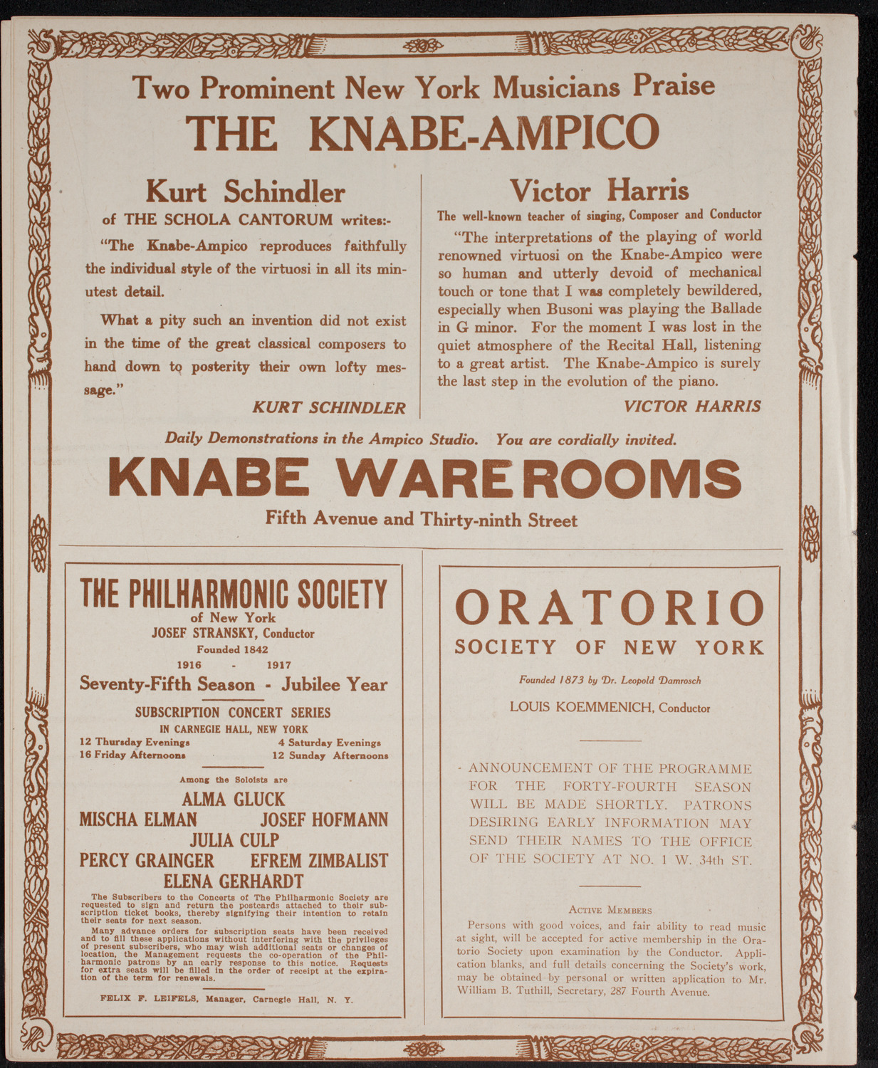 Oratorio Society of New York, April 15, 1916, program page 12