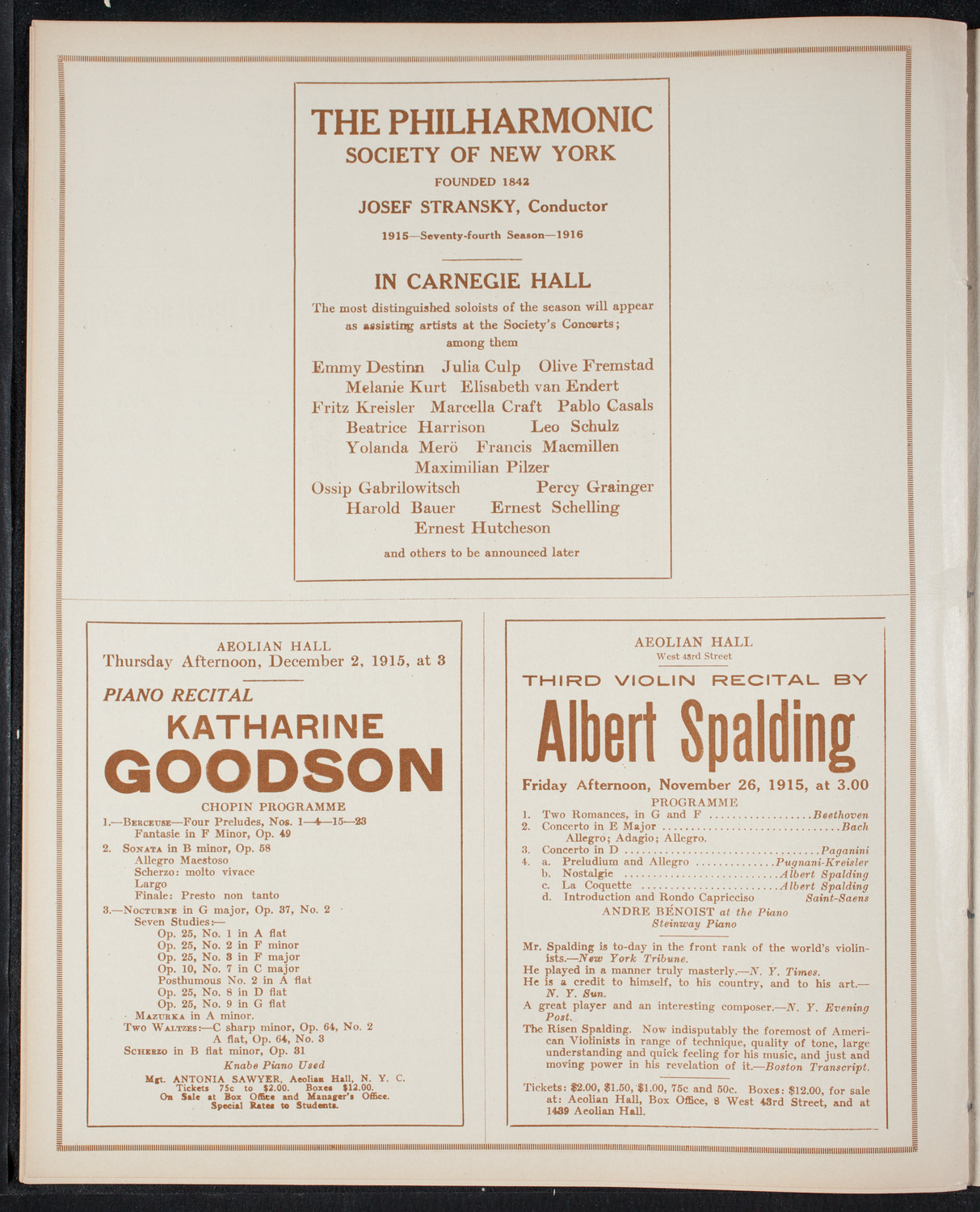 Roy Chandler's South American Series: Spring Byington-Chandler "A Trip to the Argentine", November 25, 1915, program page 10