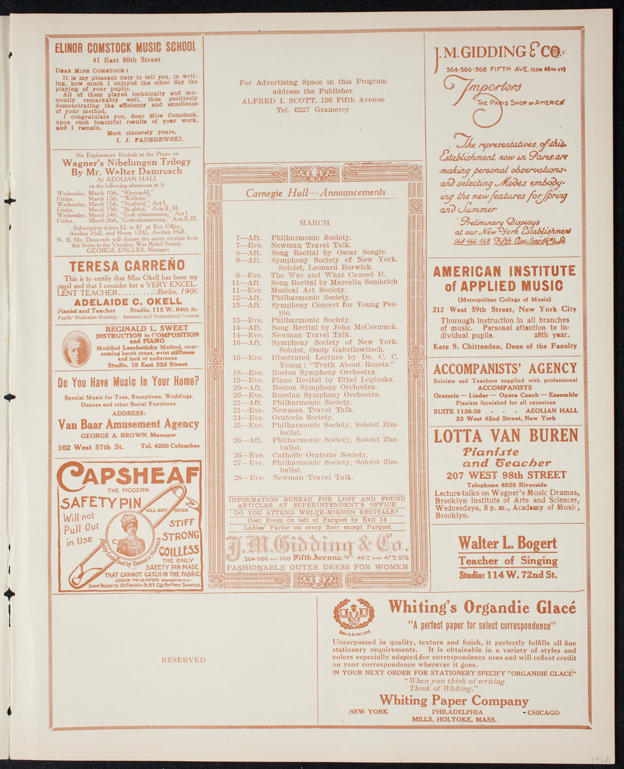 Russian Symphony Society of New York, March 6, 1915, program page 3