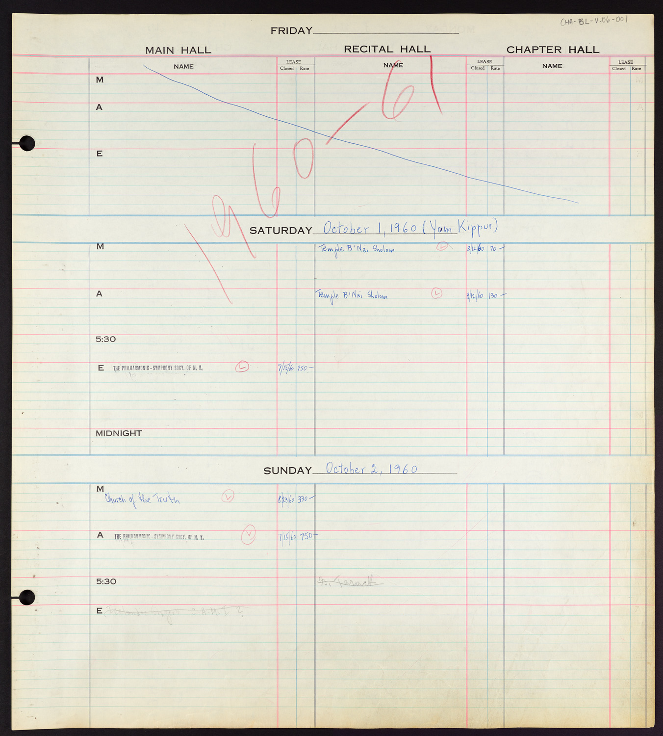 Carnegie Hall Booking Ledger, volume 6, page 1